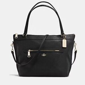 Coach Elegant Black Tote with Gold Details